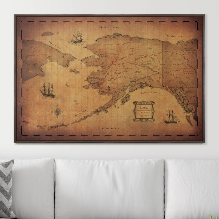 Push Pin Alaska Map (Pin Board) - Golden Aged
