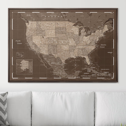 Push Pin USA Map (Pin Board) - Deep Espresso CM Pin Board