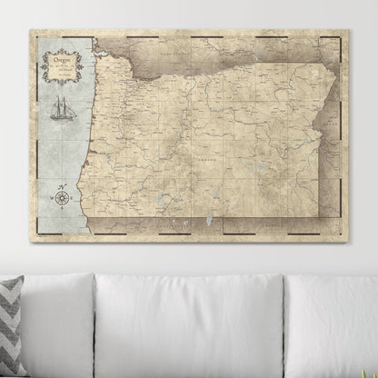 Push Pin Oregon Map (Pin Board) - Rustic Vintage CM Pin Board