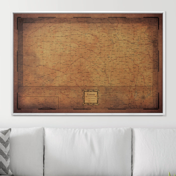 Push Pin Kansas Map (Pin Board) - Golden Aged