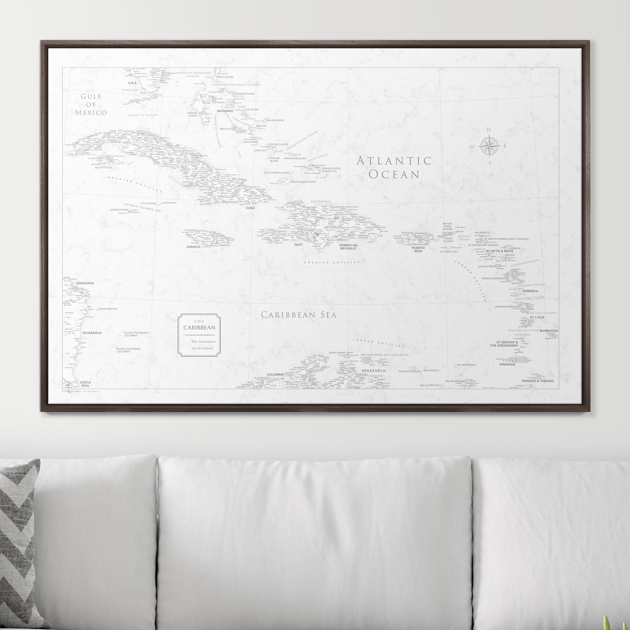 Push Pin Caribbean Map (Pin Board) - Classic Marble CM Pin Board