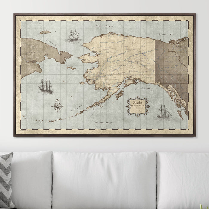 Push Pin Alaska Map (Pin Board) - Rustic Vintage CM Pin Board