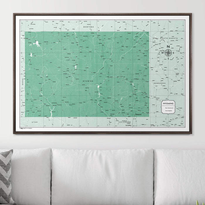 Push Pin Wyoming Map (Pin Board) - Green Color Splash CM Pin Board
