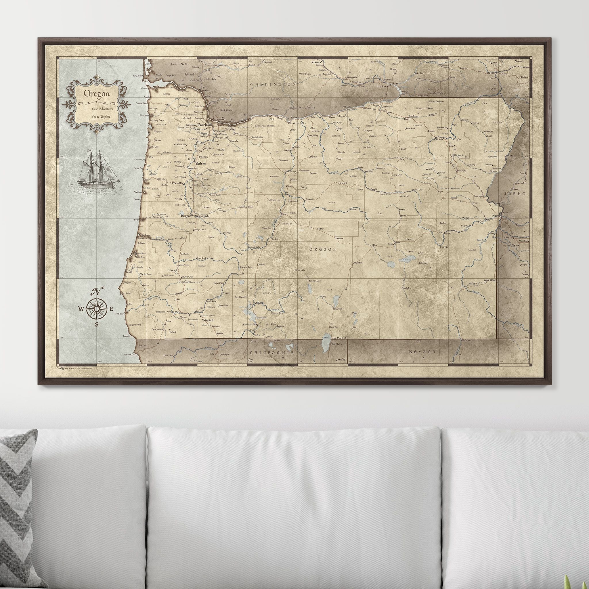 Push Pin Oregon Map (Pin Board) - Rustic Vintage CM Pin Board