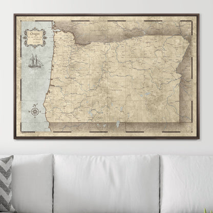Push Pin Oregon Map (Pin Board) - Rustic Vintage CM Pin Board