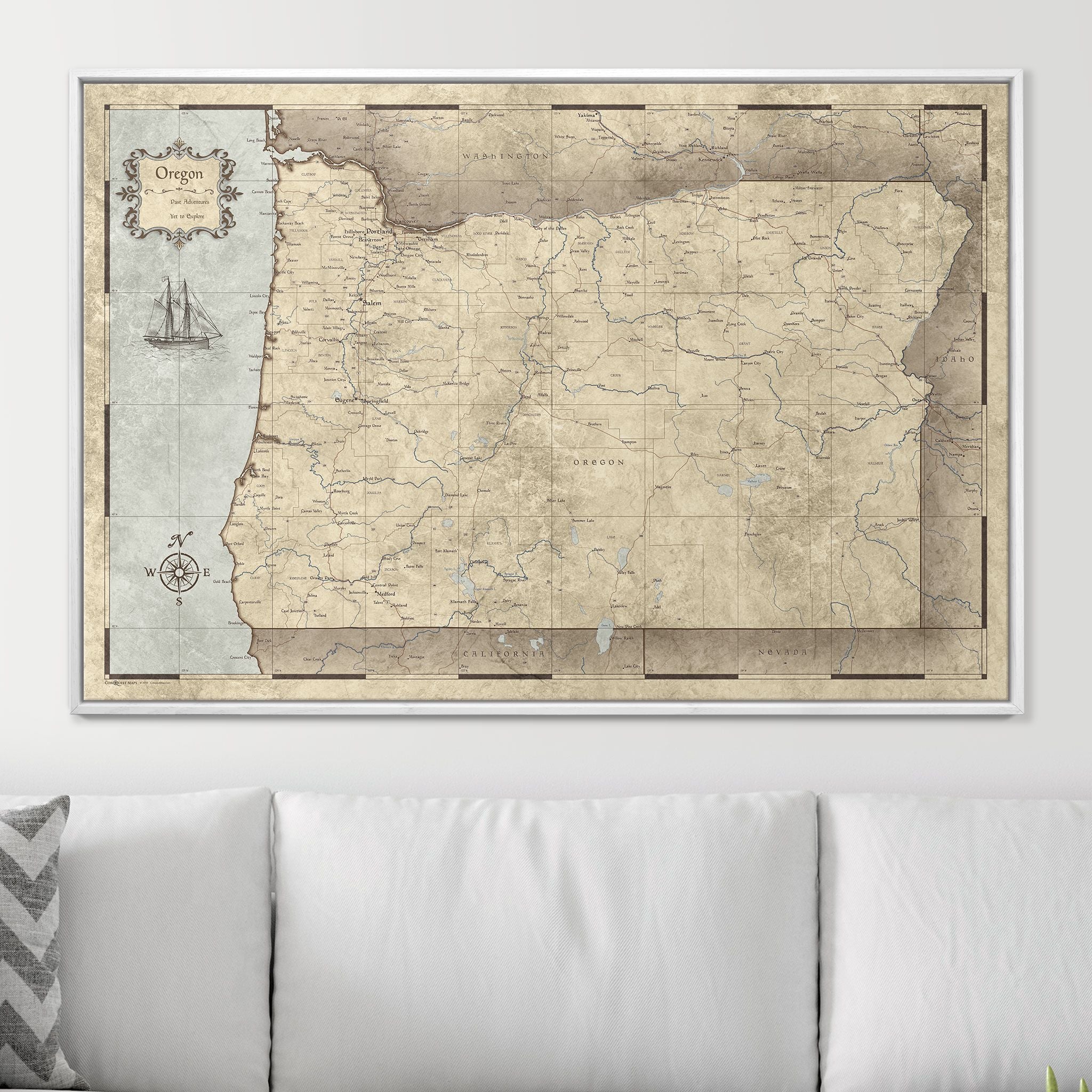 Push Pin Oregon Map (Pin Board) - Rustic Vintage CM Pin Board