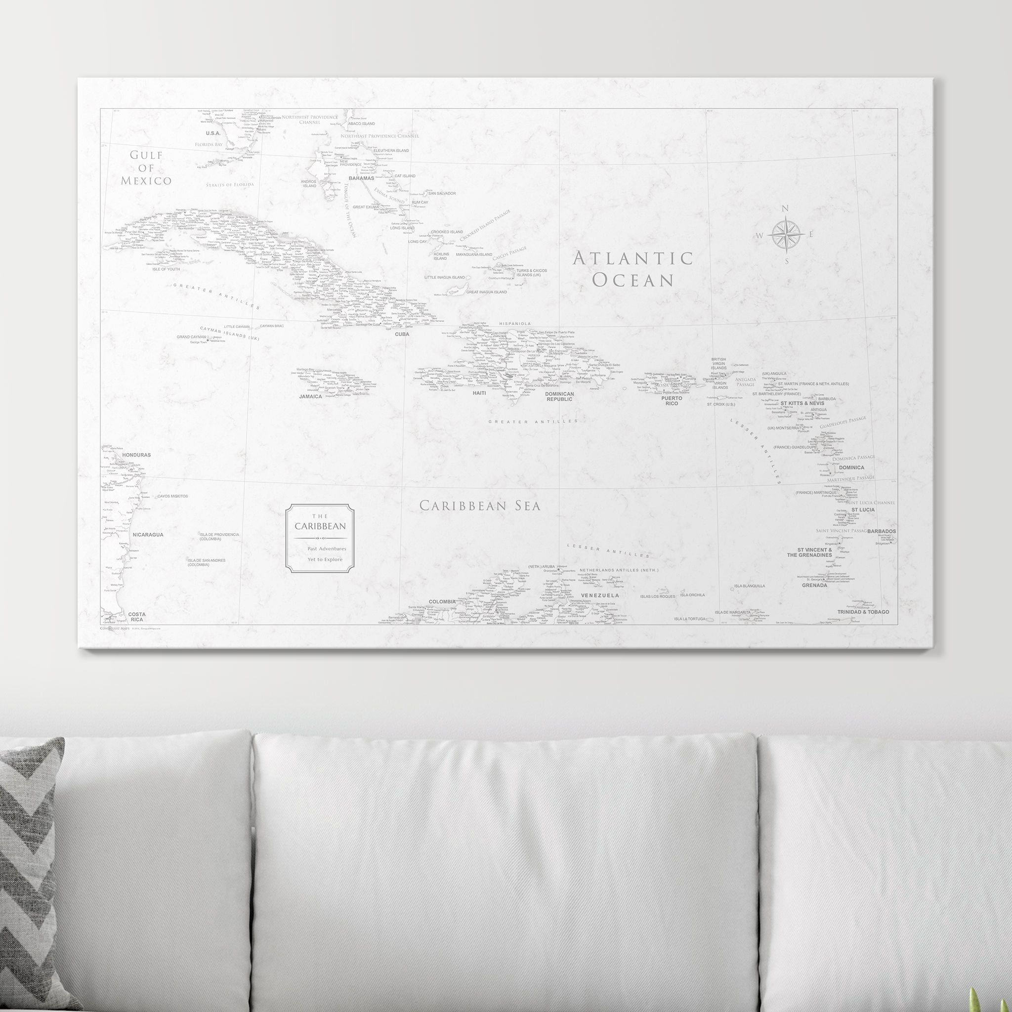 Push Pin Caribbean Map (Pin Board) - Classic Marble CM Pin Board
