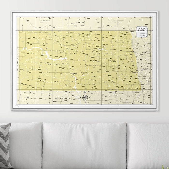Push Pin North Dakota Map (Pin Board) - Yellow Color Splash