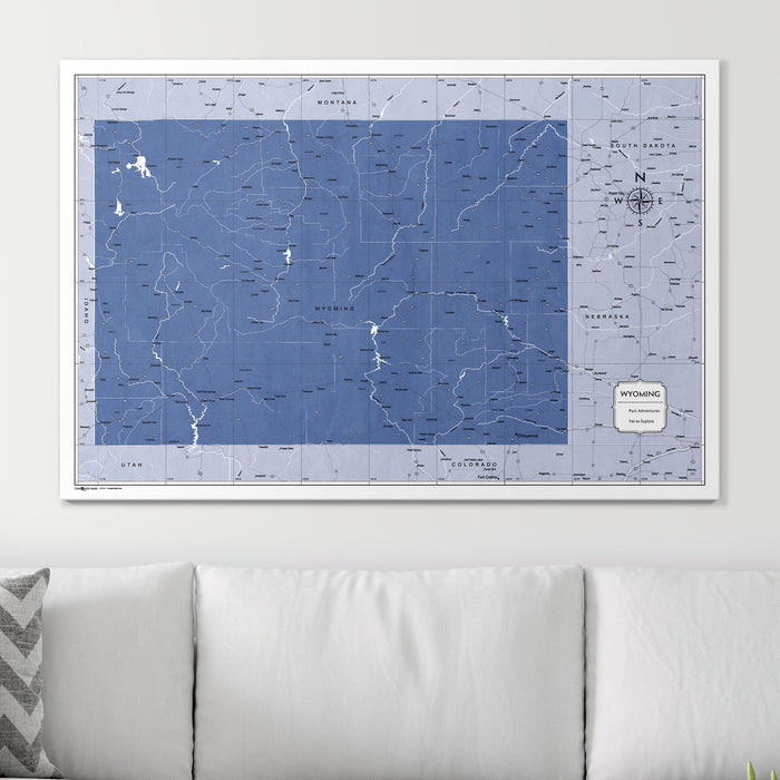 Push Pin Wyoming Map (Pin Board) - Navy Color Splash CM Pin Board