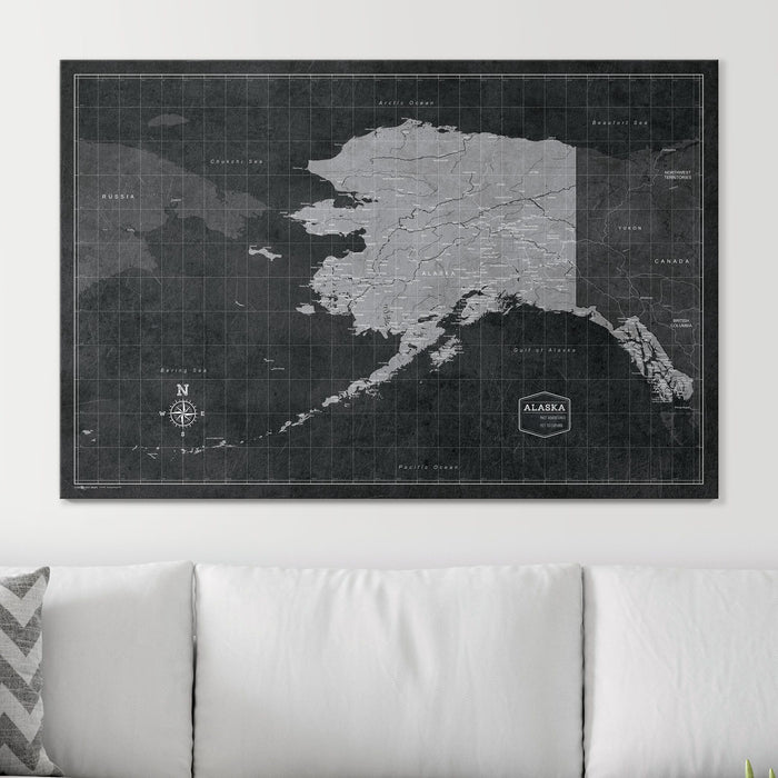 Push Pin Alaska Map (Pin Board) - Modern Slate CM Pin Board