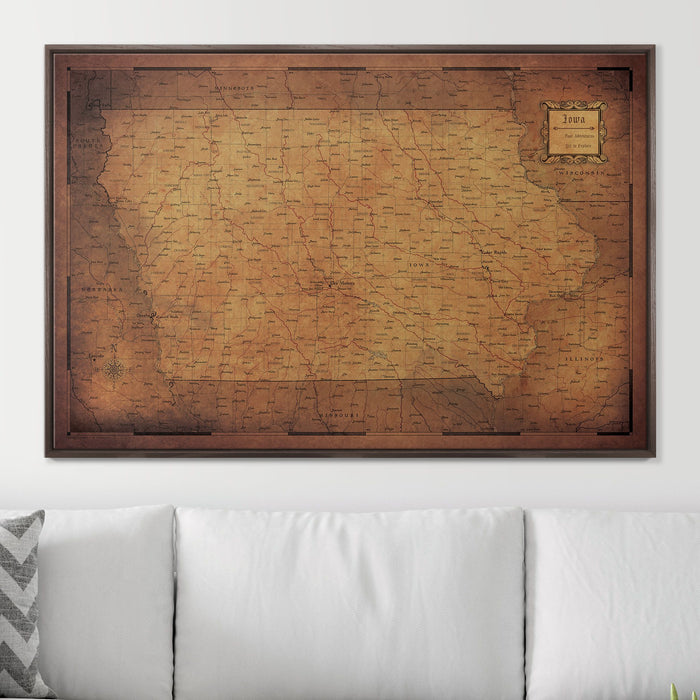 Push Pin Iowa Map (Pin Board) - Golden Aged