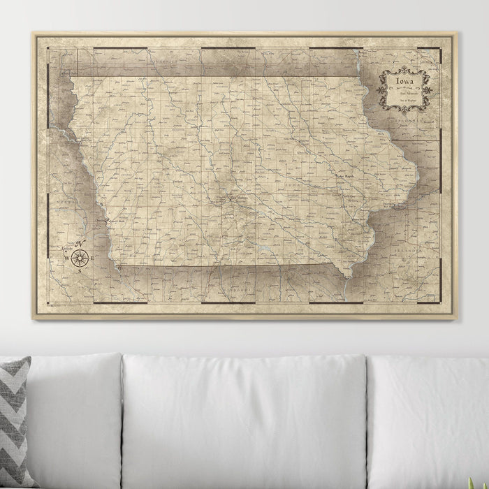 Push Pin Iowa Map (Pin Board) - Rustic Vintage CM Pin Board