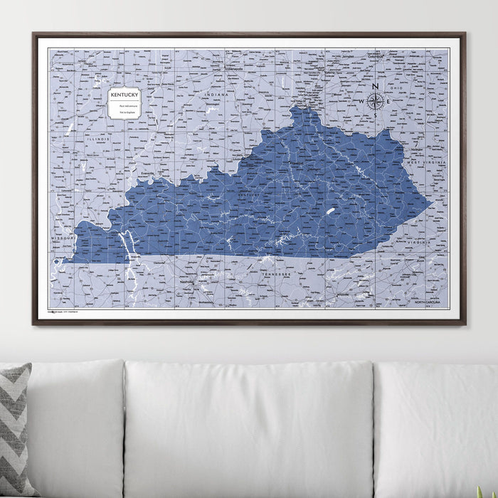 Push Pin Kentucky Map (Pin Board) - Navy Color Splash