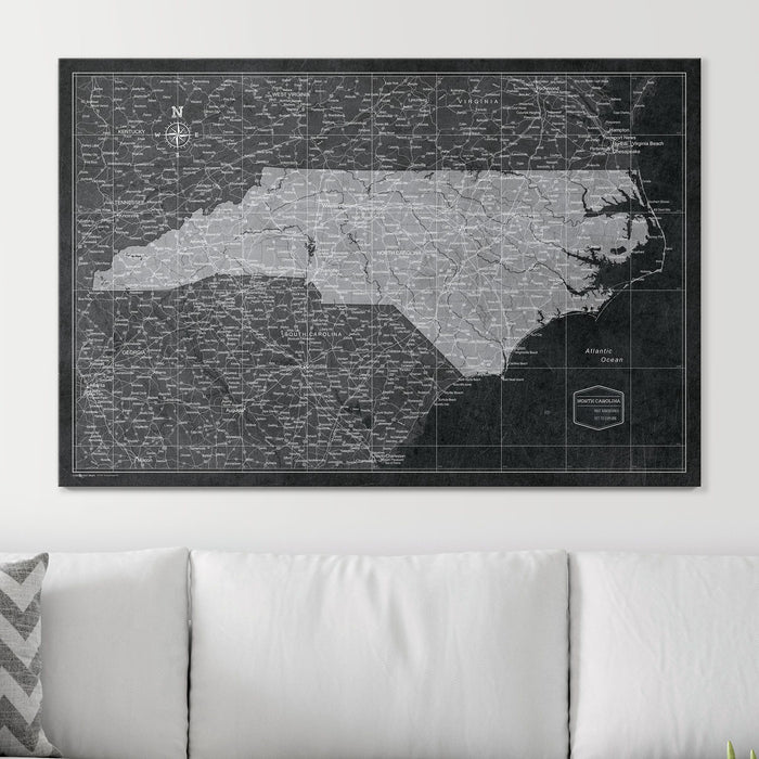 Push Pin North Carolina Map (Pin Board) - Modern Slate CM Pin Board