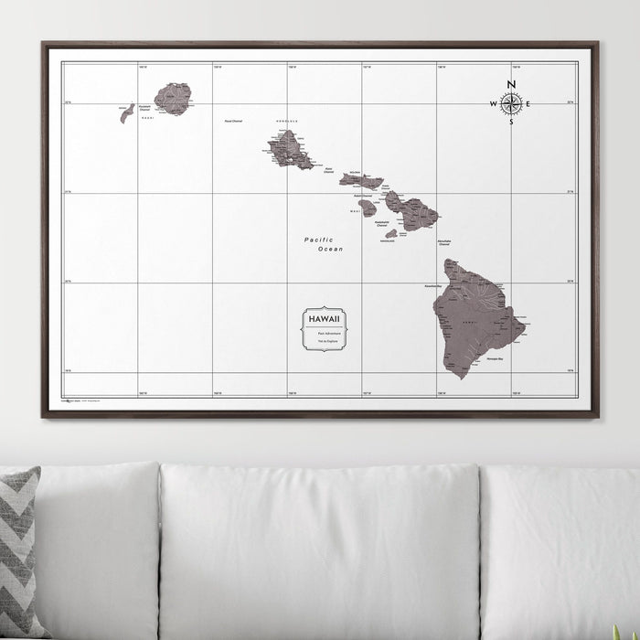 Push Pin Hawaii Map (Pin Board) - Dark Brown Color Splash CM Pin Board