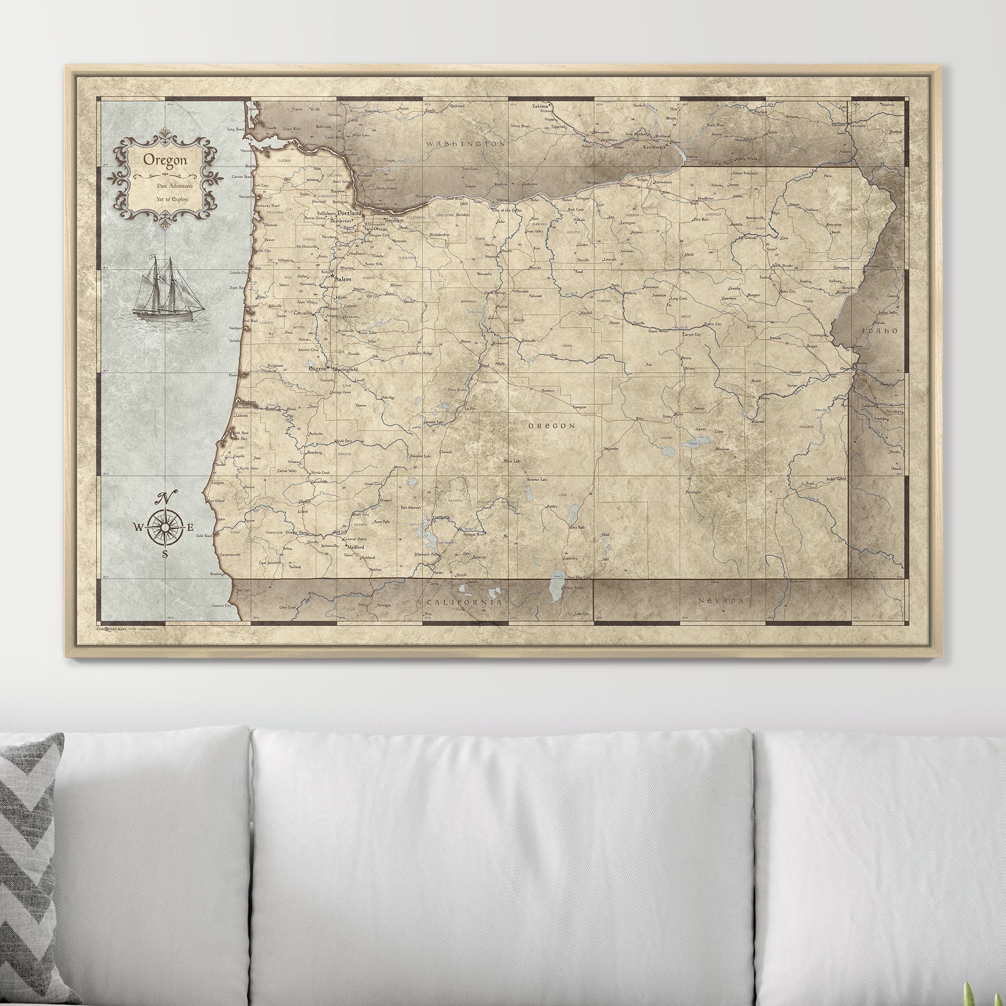 Push Pin Oregon Map (Pin Board) - Rustic Vintage CM Pin Board