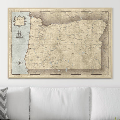 Push Pin Oregon Map (Pin Board) - Rustic Vintage CM Pin Board
