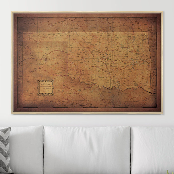 Push Pin Oklahoma Map (Pin Board) - Golden Aged CM Pin Board