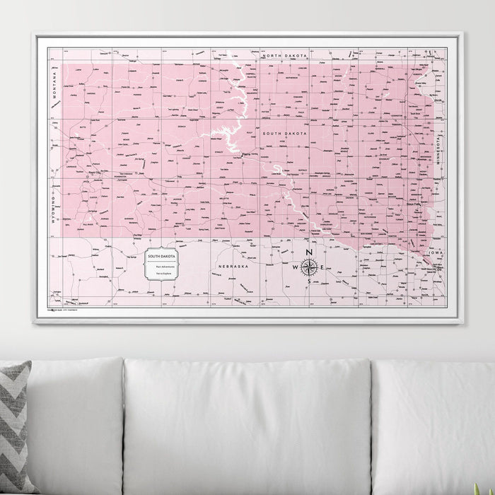 Push Pin South Dakota Map (Pin Board) - Pink Color Splash CM Pin Board