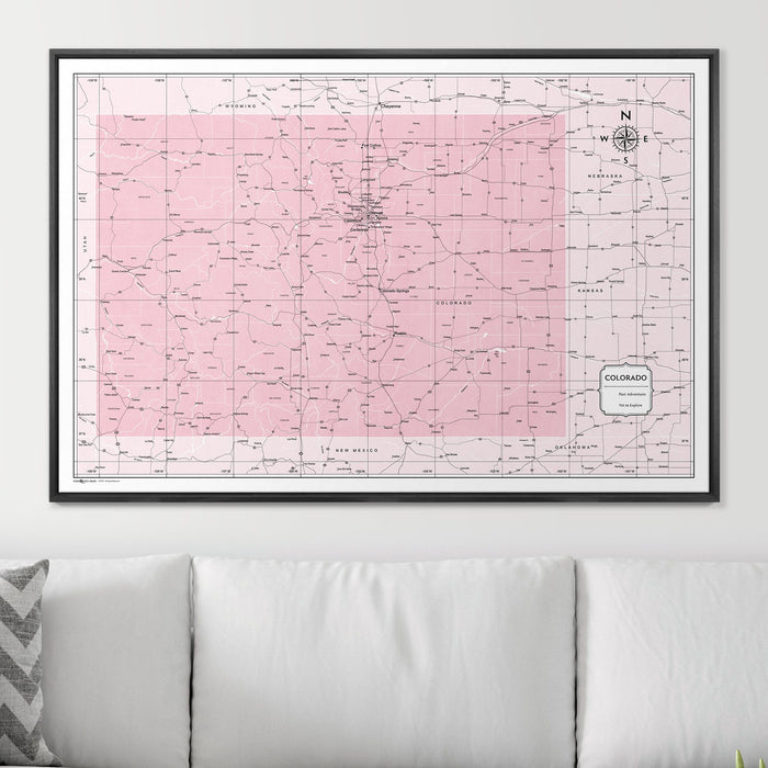 Push Pin Colorado Map (Pin Board) - Pink Color Splash