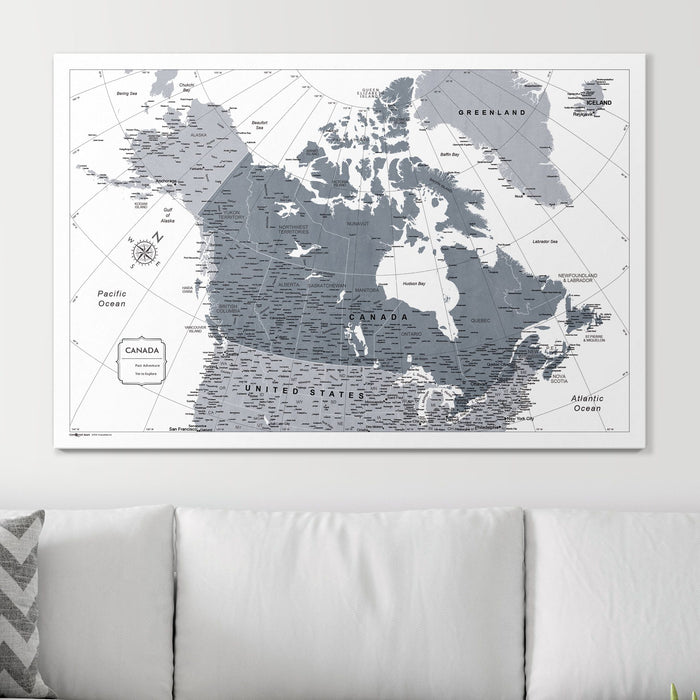 Push Pin Canada Map (Pin Board) - Dark Gray Color Splash