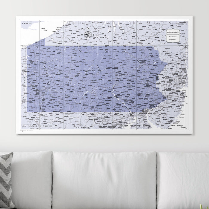 Push Pin Pennsylvania Map (Pin Board) - Purple Color Splash