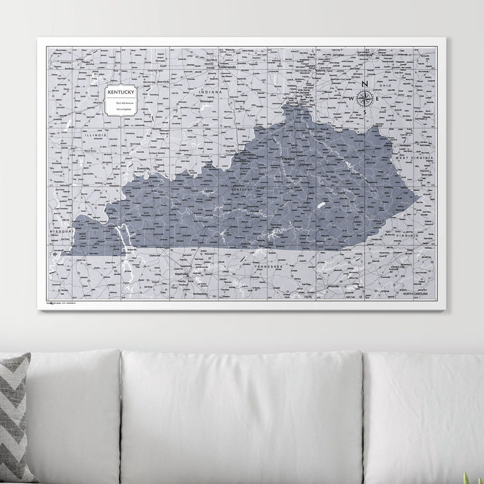 Push Pin Kentucky Map (Pin Board) - Dark Gray Color Splash