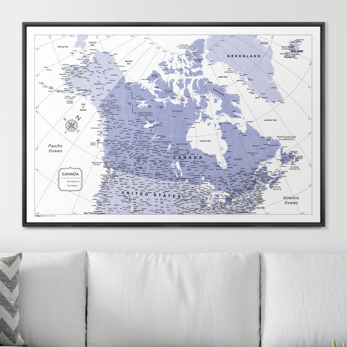Push Pin Canada Map (Pin Board) - Purple Color Splash