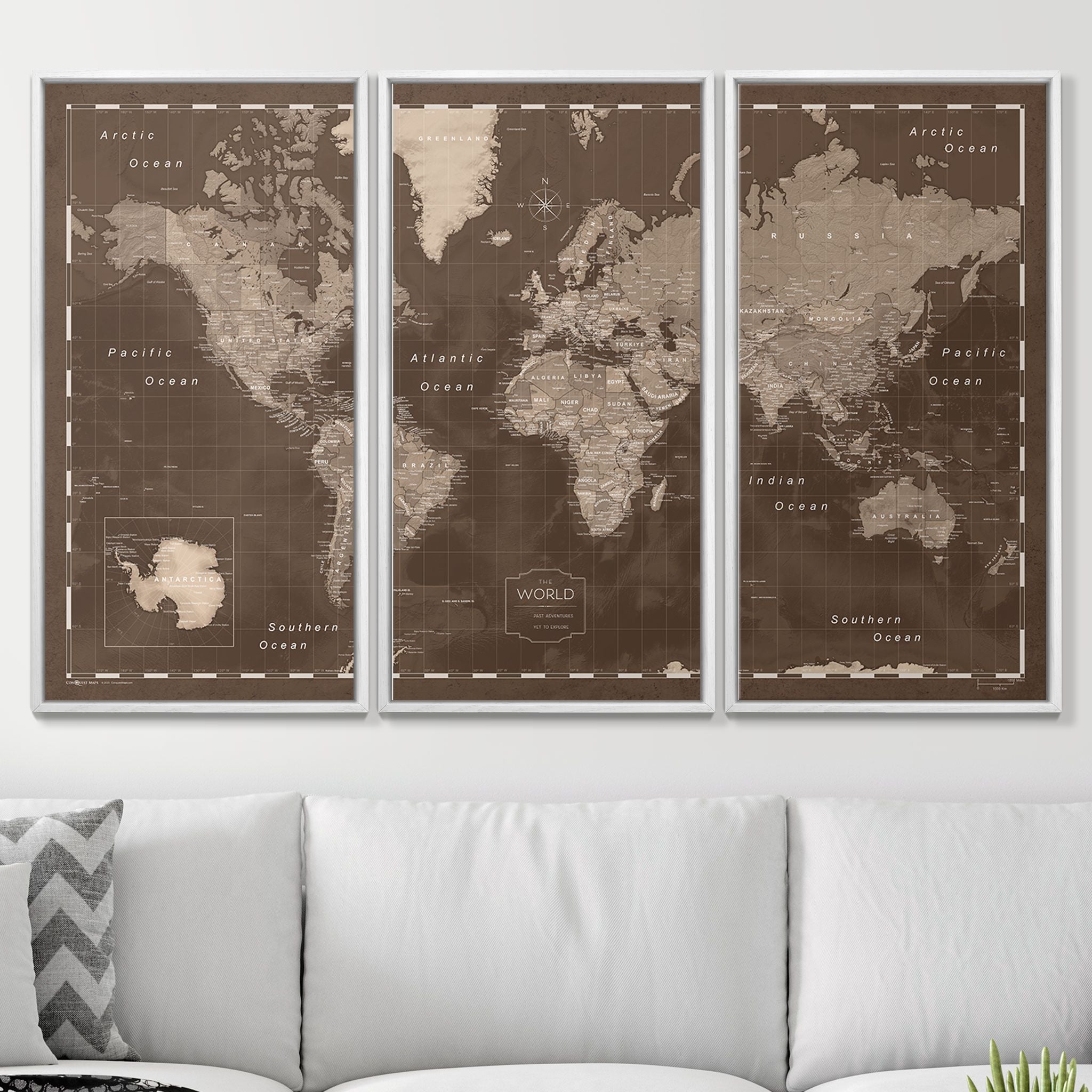 Push Pin World Map (Pin Board) - Deep Espresso CM Pin Board