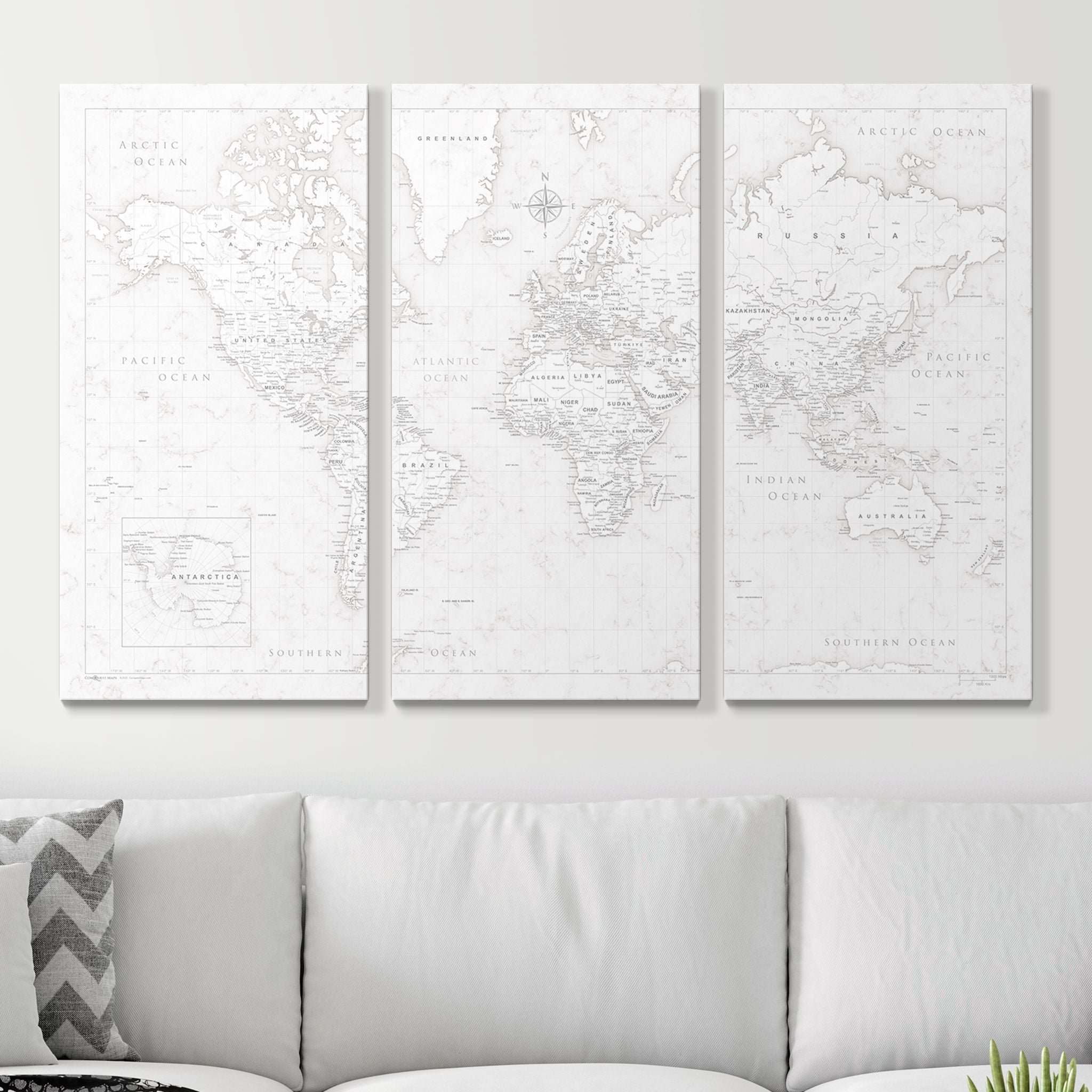 Push Pin World Map (Pin Board) - Classic Marble CM Pin Board