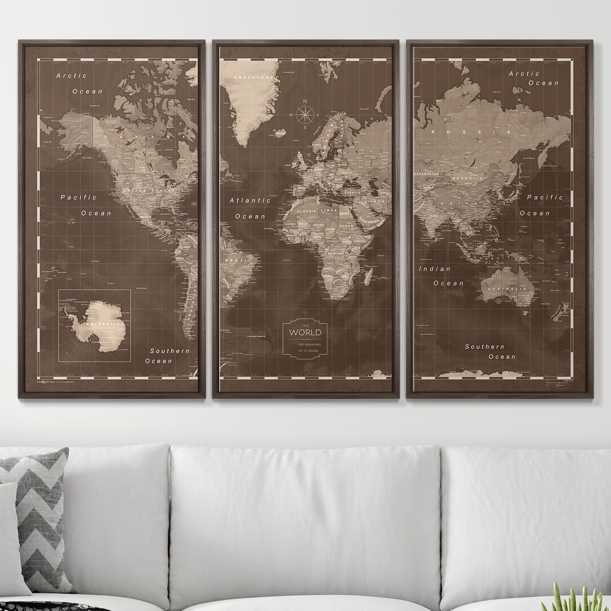 Push Pin World Map (Pin Board) - Deep Espresso CM Pin Board