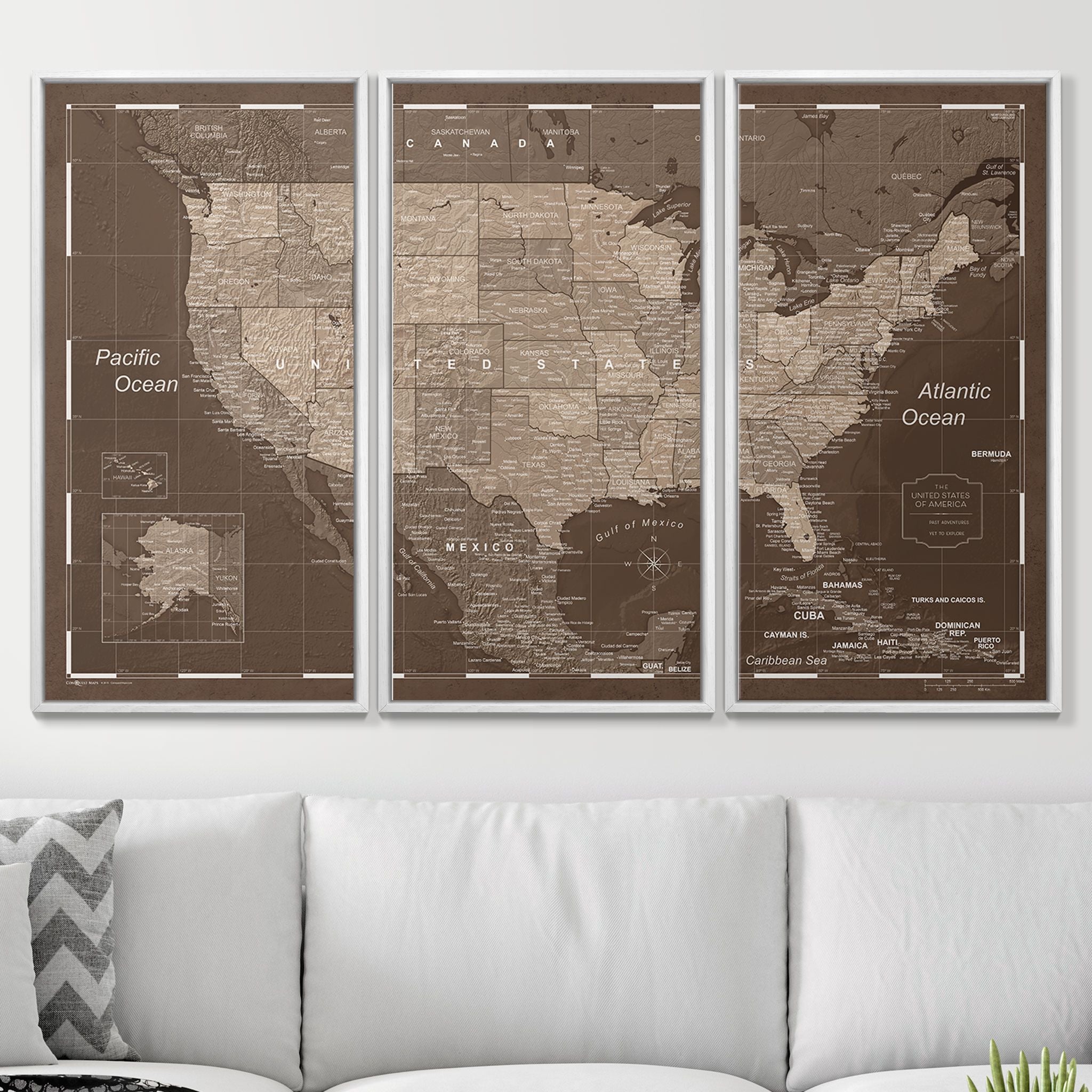Push Pin USA Map (Pin Board) - Deep Espresso CM Pin Board