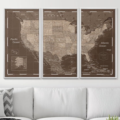 Push Pin USA Map (Pin Board) - Deep Espresso CM Pin Board