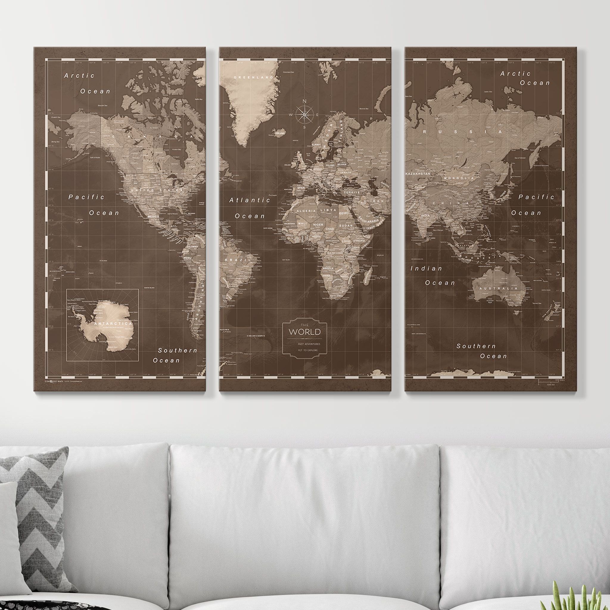 Push Pin World Map (Pin Board) - Deep Espresso CM Pin Board