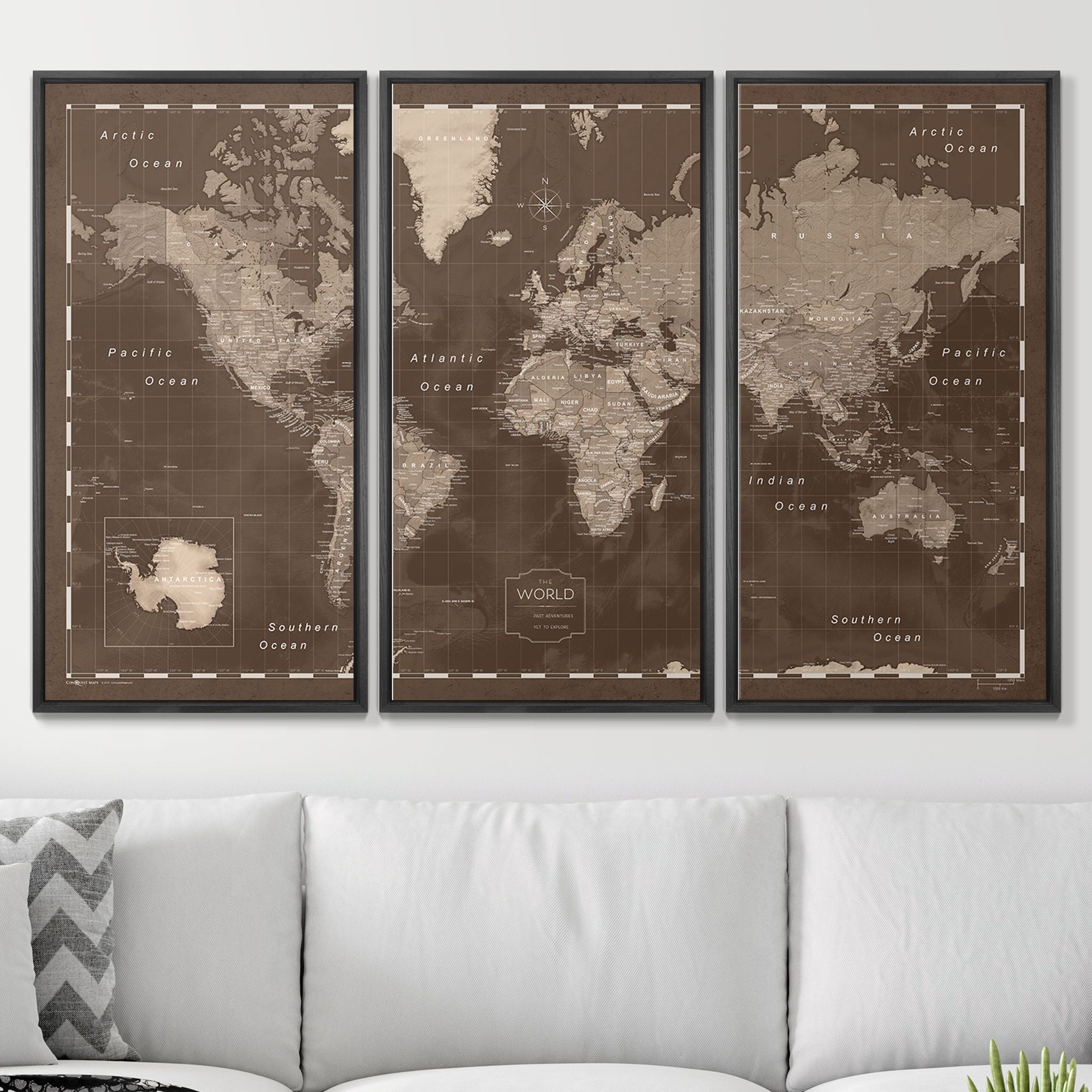 Push Pin World Map (Pin Board) - Deep Espresso CM Pin Board