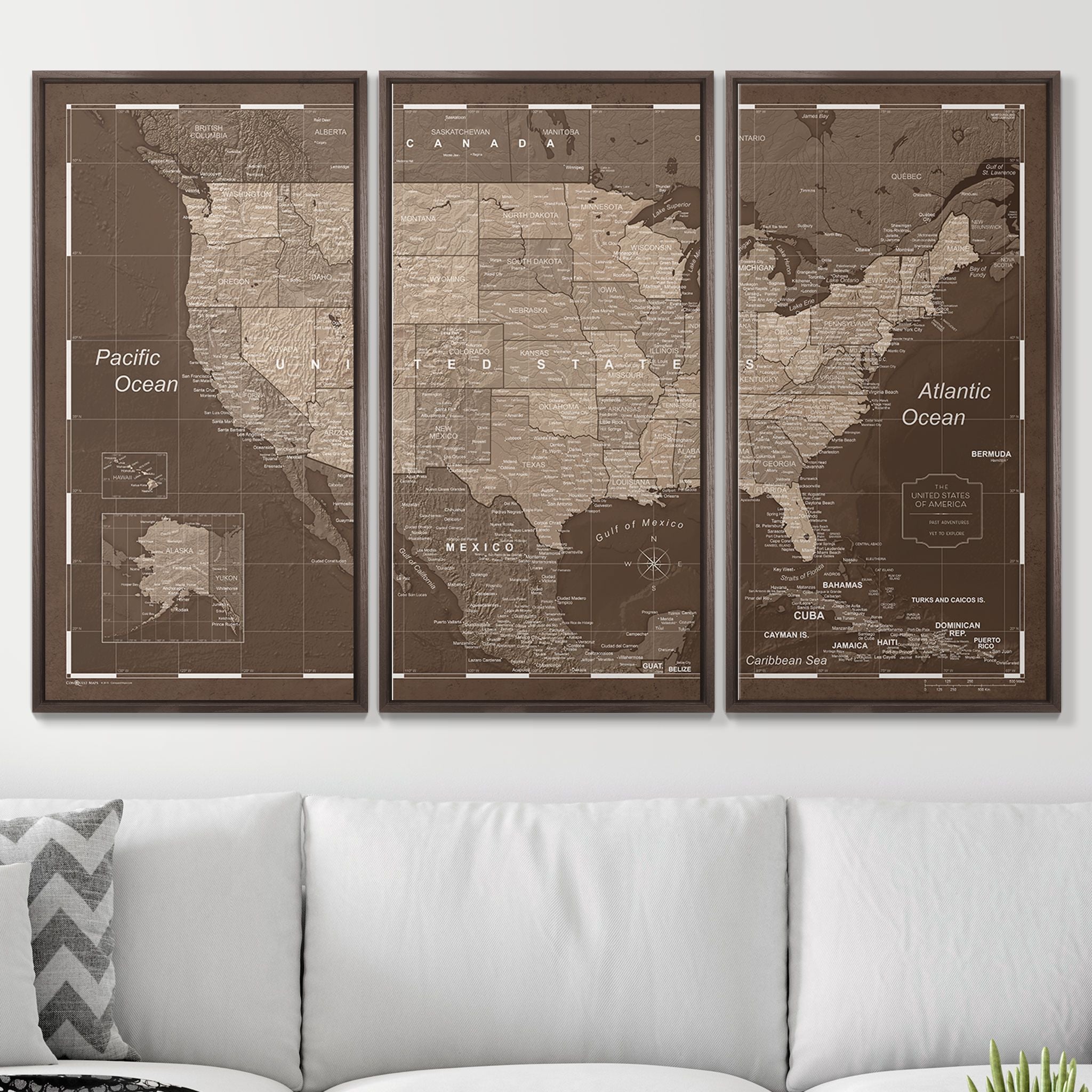 Push Pin USA Map (Pin Board) - Deep Espresso CM Pin Board