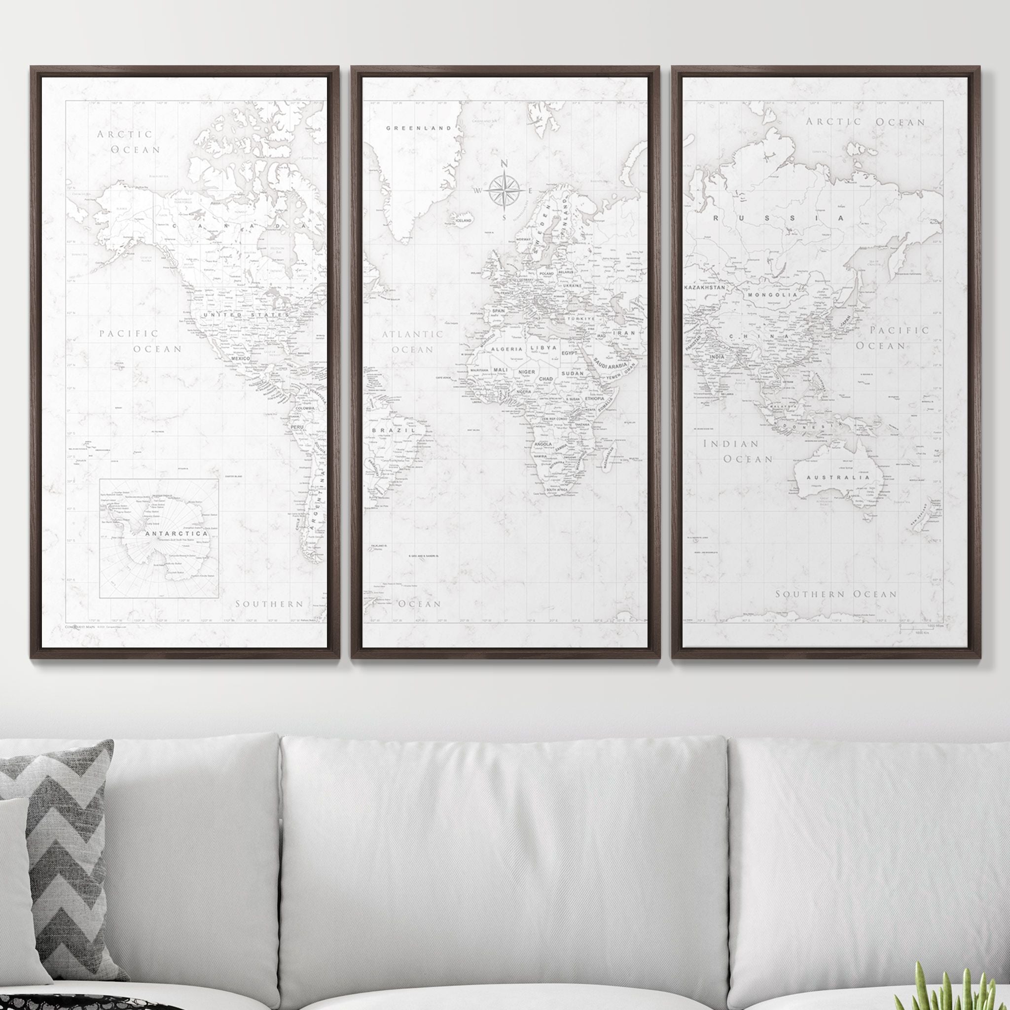 Push Pin World Map (Pin Board) - Classic Marble CM Pin Board