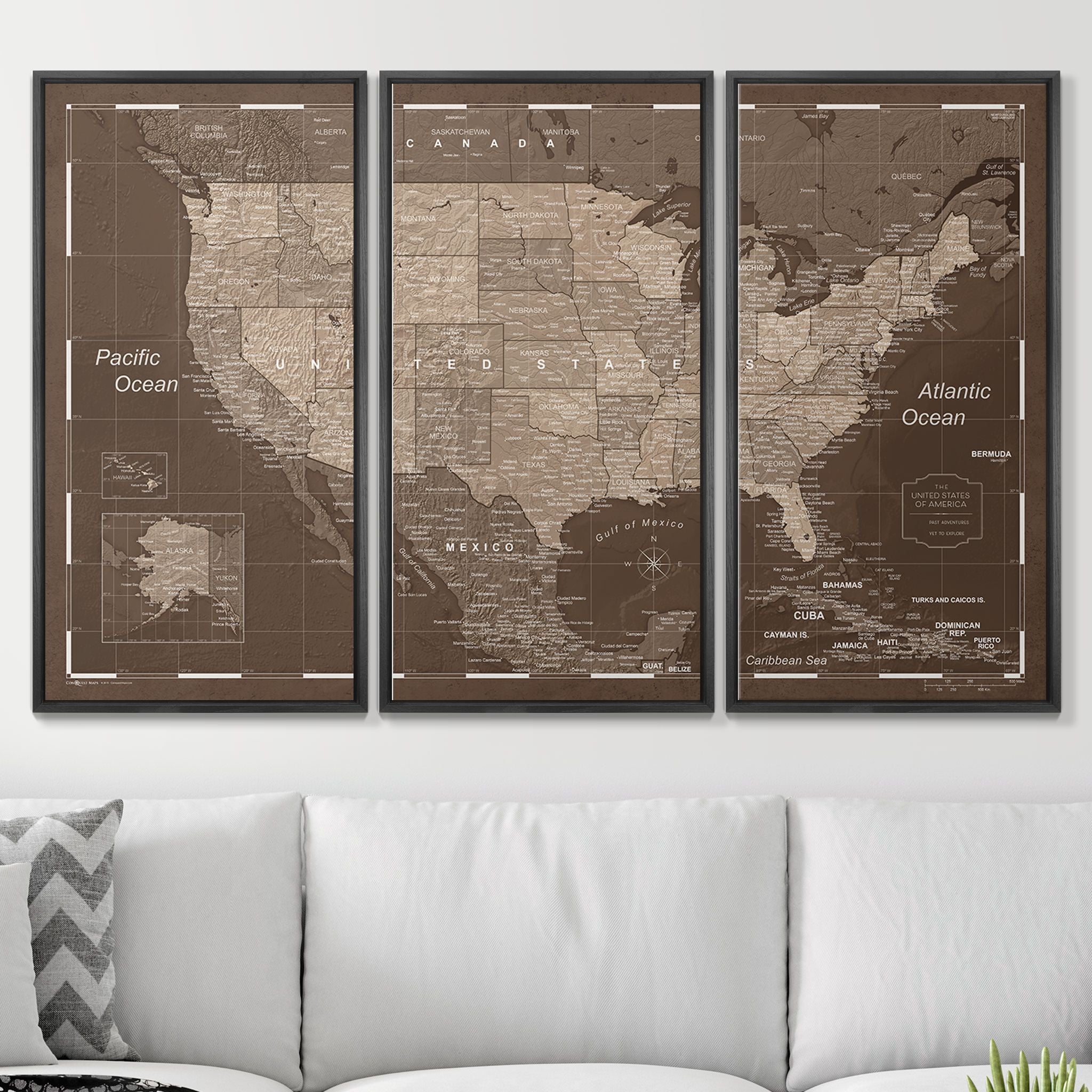 Push Pin USA Map (Pin Board) - Deep Espresso CM Pin Board