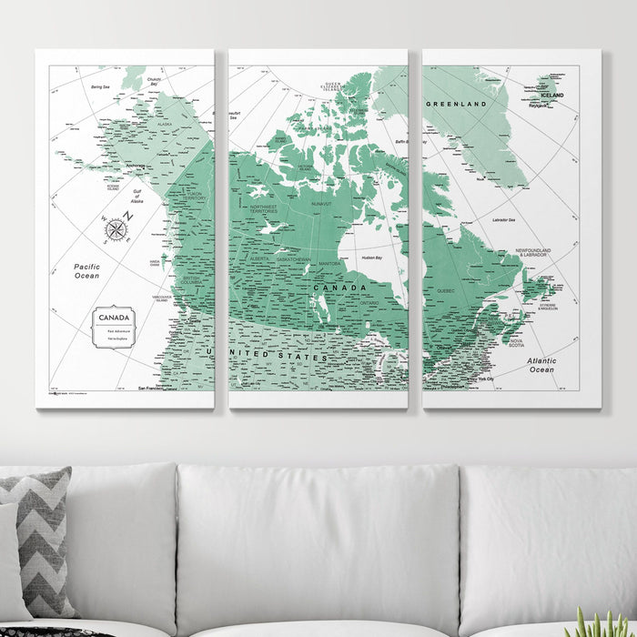 Push Pin Canada Map (Pin Board) - Green Color Splash