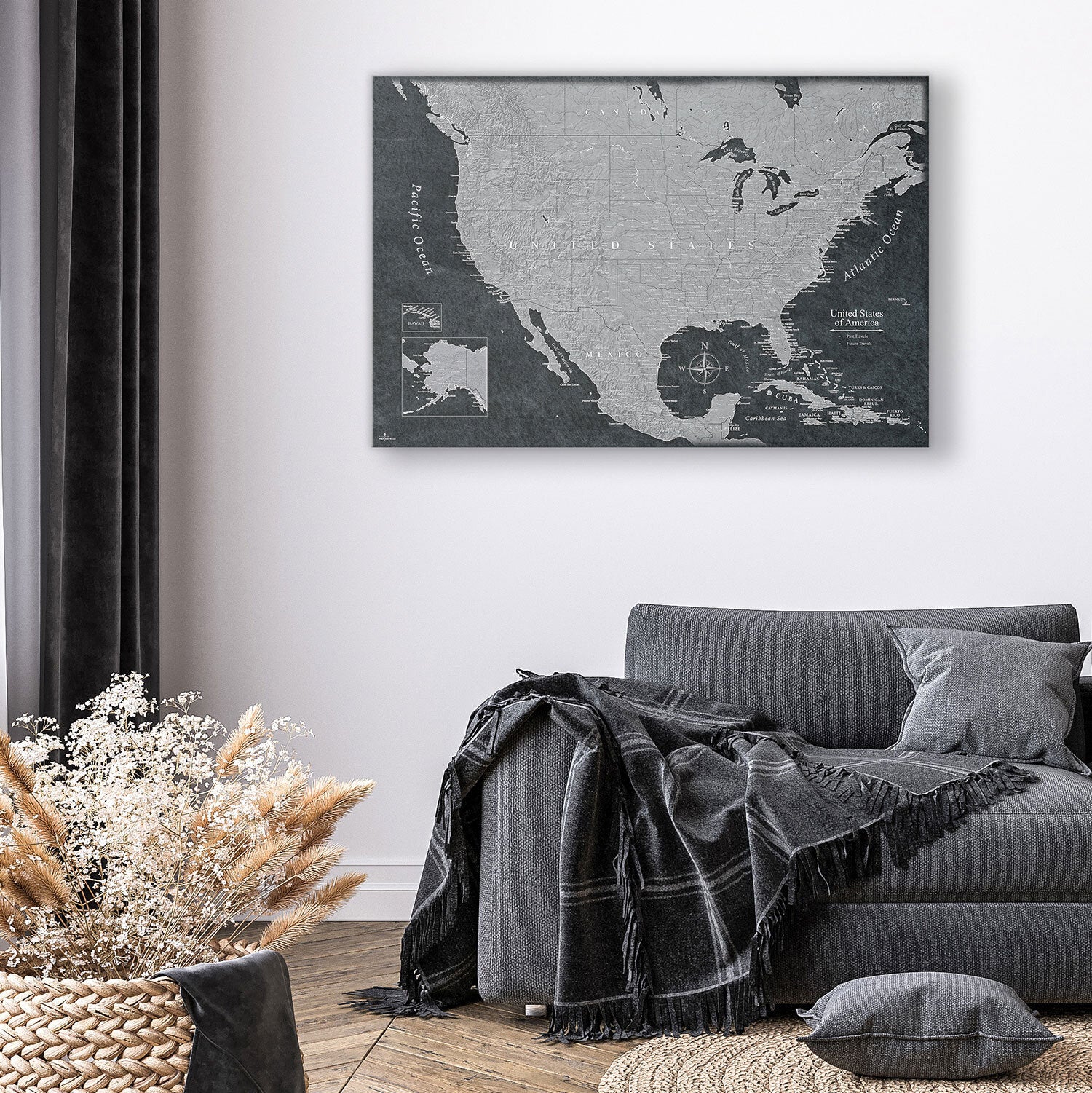 Push Pin USA Map (Pin Board) - The Night Voyager - Essentials Collection