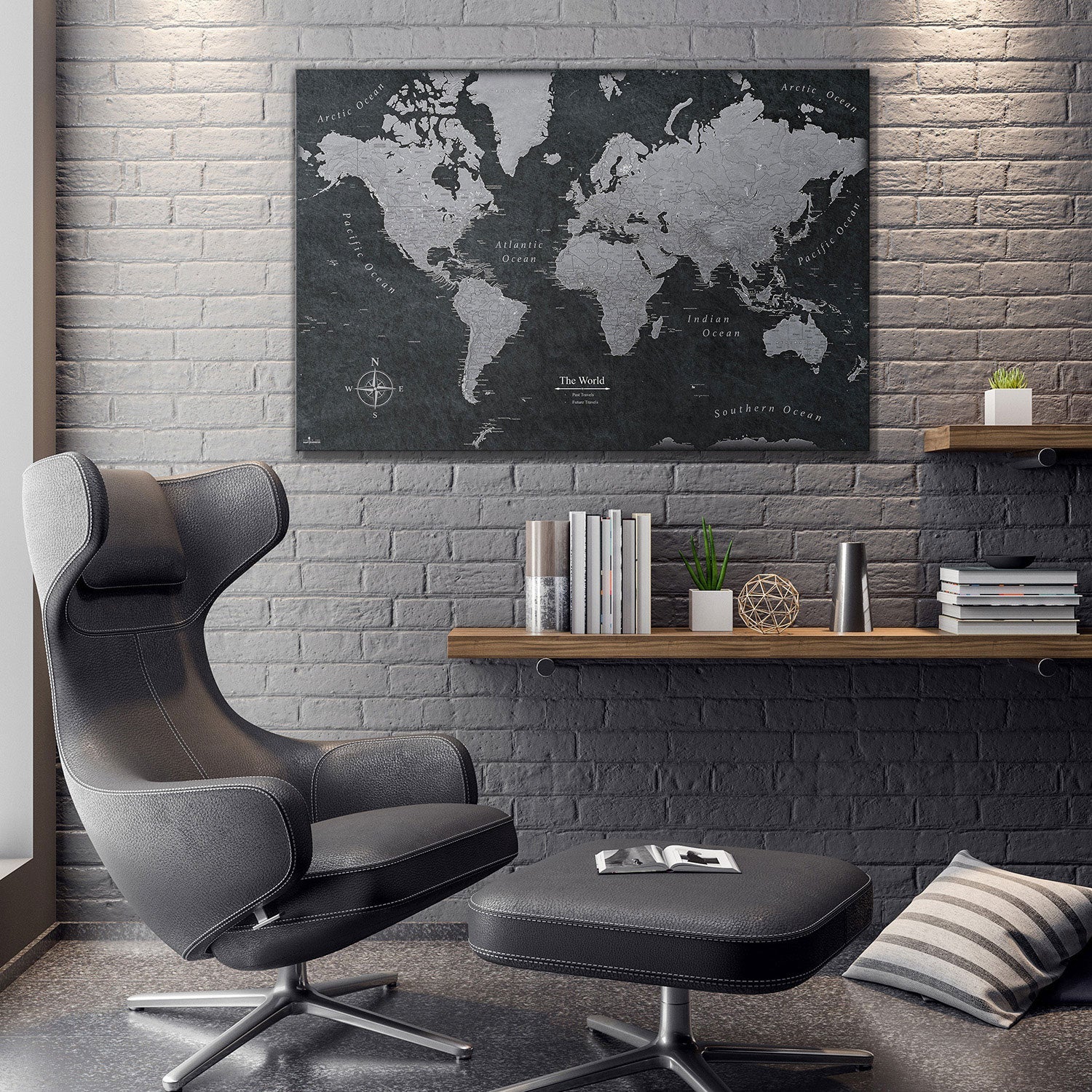 Push Pin USA Map (Pin Board) - The Night Voyager - Essentials Collection Conquest Maps LLC