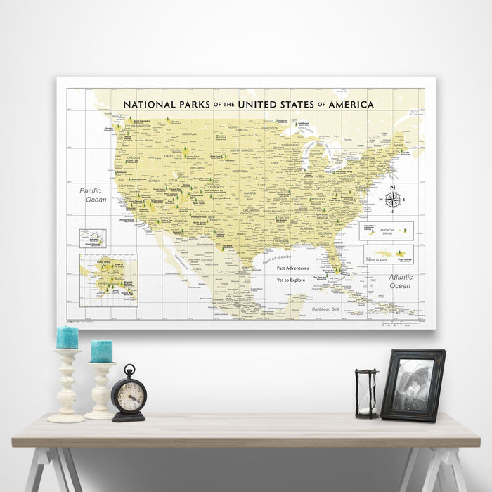 National Parks Map Poster - Yellow Color Splash CM Poster