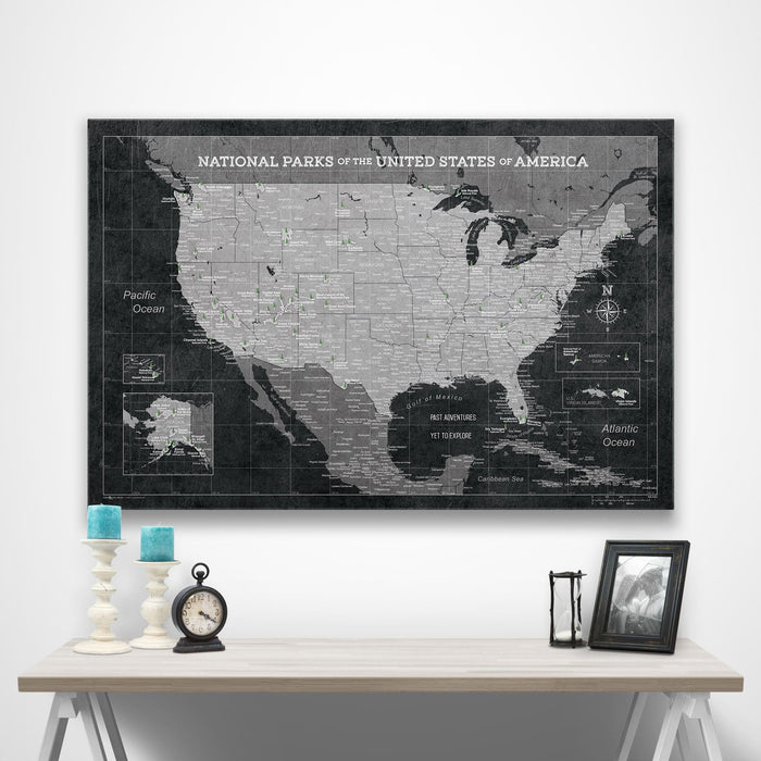 National Parks Map Poster - Modern Slate CM Poster