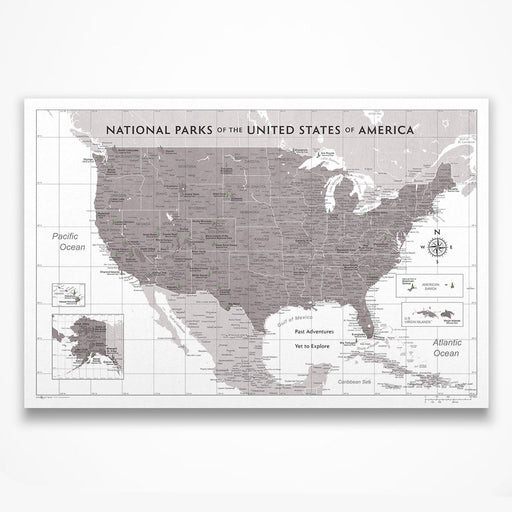 National Parks Map Poster - Dark Brown Color Splash CM Poster