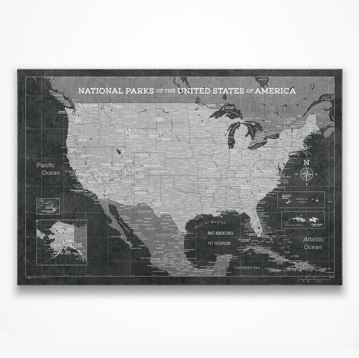 National Parks Map Poster - Modern Slate CM Poster