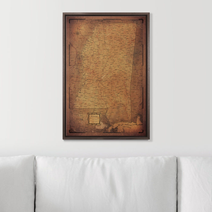 Push Pin Mississippi Map (Pin Board) - Golden Aged CM Pin Board
