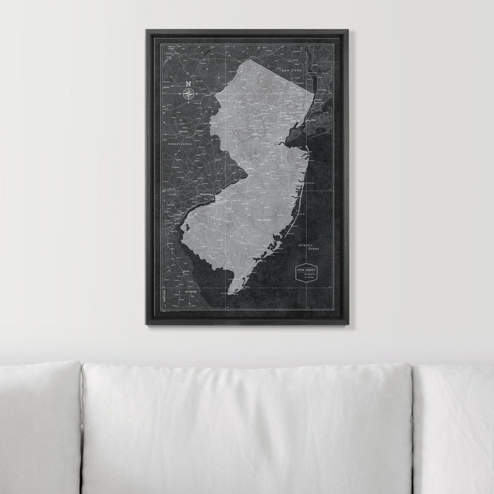Push Pin New Jersey Map (Pin Board) - Modern Slate