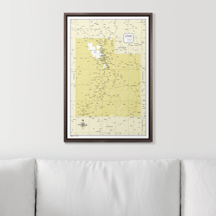 Push Pin Utah Map (Pin Board) - Yellow Color Splash