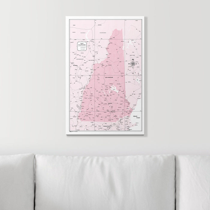 Push Pin New Hampshire Map (Pin Board) - Pink Color Splash CM Pin Board