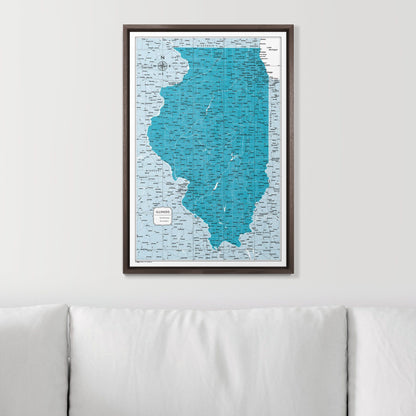 Push Pin Illinois Map (Pin Board) - Teal Color Splash CM Pin Board